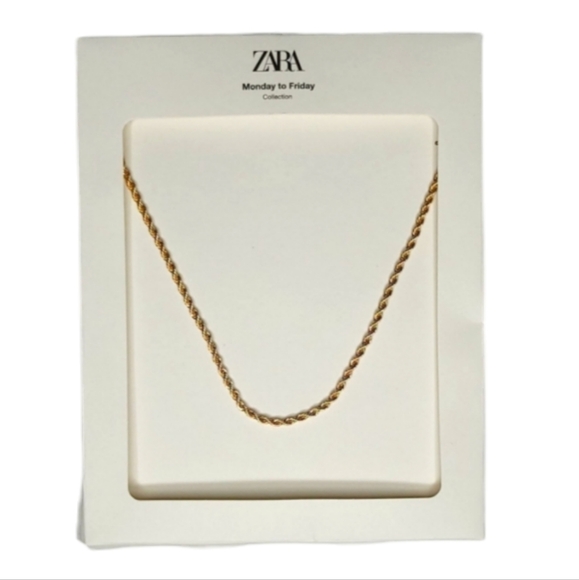 Zara Gold Tone Rope Necklace Brand New In Box - Picture 1 of 6